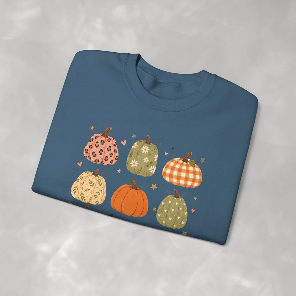 Whimsical Autumn Pumpkins Gildan Unisex Heavy Blend™ Crewneck Sweatshirt for Fall, Thanksgiving