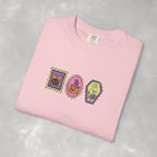 Cute Halloween Spooky Stamps with Cat, Jack-O-Lanter, Skeleton, Comfort Colors Tee