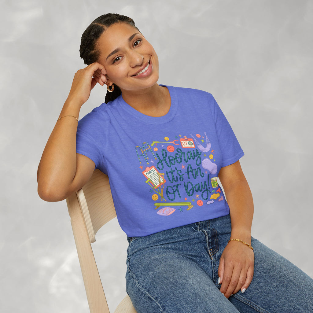 Hooray It's an OT Day, Cute, Playful, Pediatric Occupational Therapy, OTR, COTA Gildan Unisex Softstyle T-Shirt