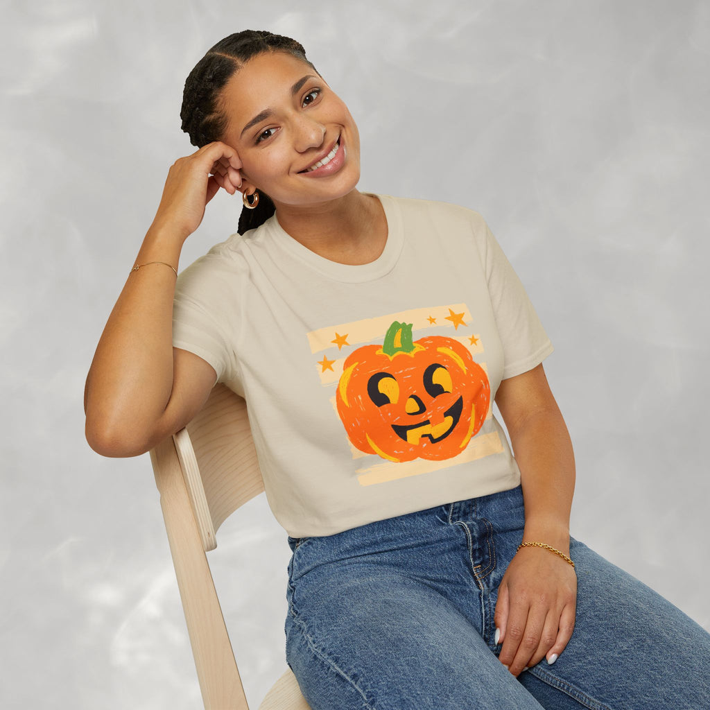 Happy Jack-O-Lantern, Striped Halloween Gildan Unisex Softstyle T-Shirt