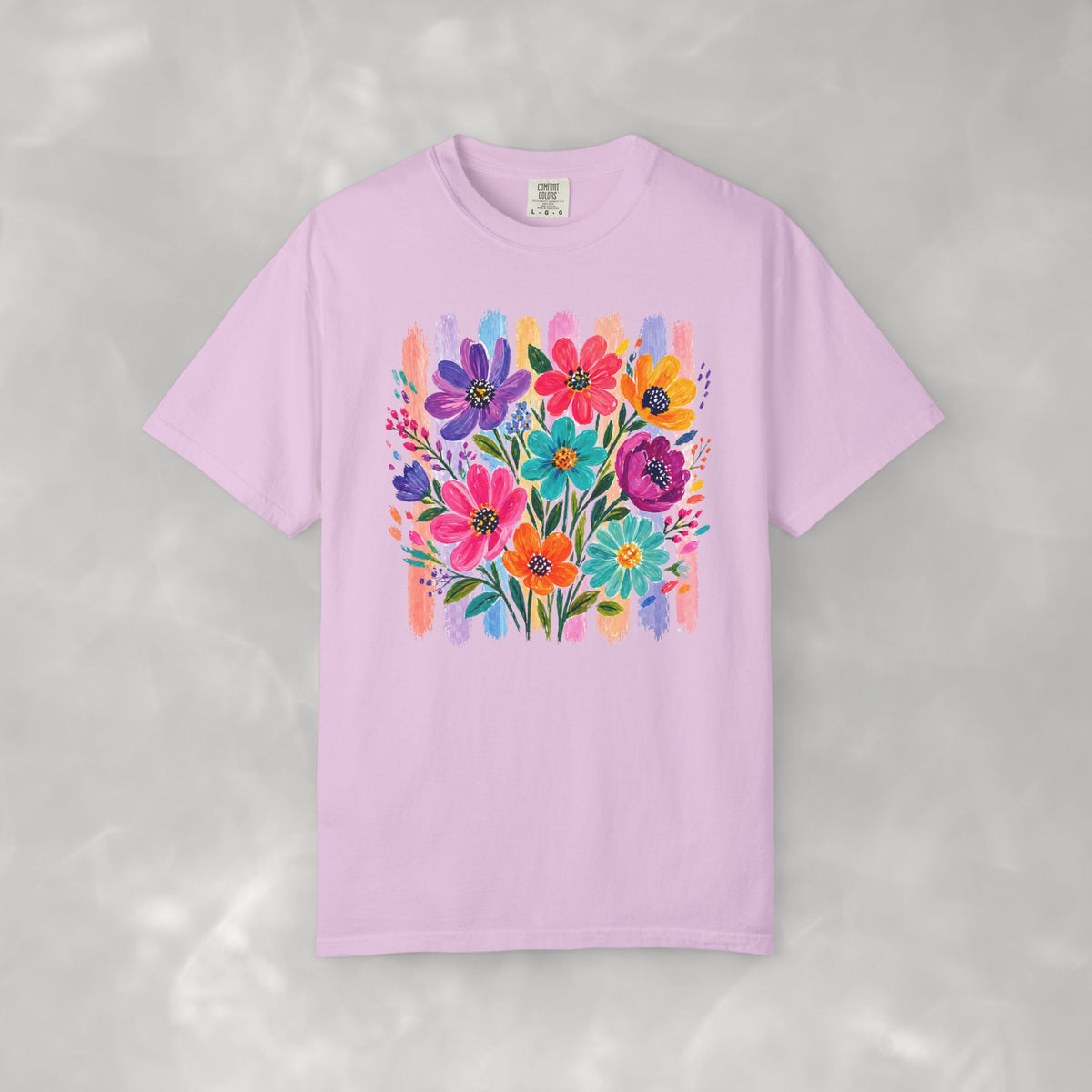 Boho Floral Stripes Comfort Colors Tee