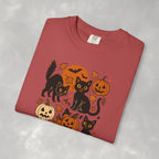 Spooky Black Cats and Jack-O-Lanterns, Unisex Comfort Colors Tee