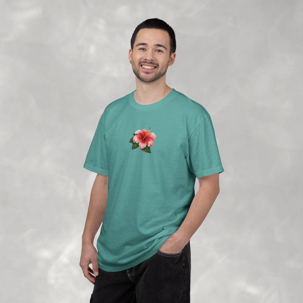 Sunny Days Hibiscus Unisex CC Tee, Summer Comfort Colors T-shirt for Men and Women