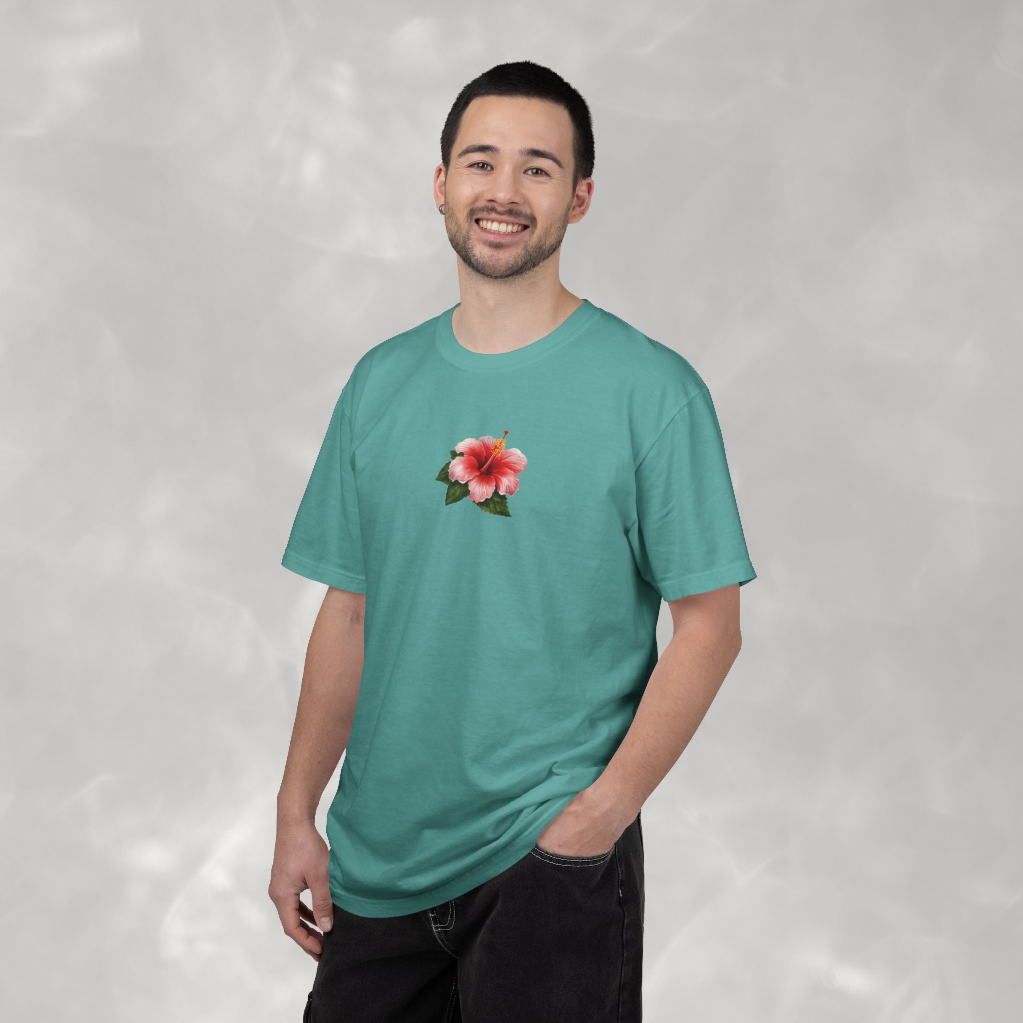 Sunny Days Hibiscus Unisex CC Tee, Summer Comfort Colors T-shirt for Men and Women