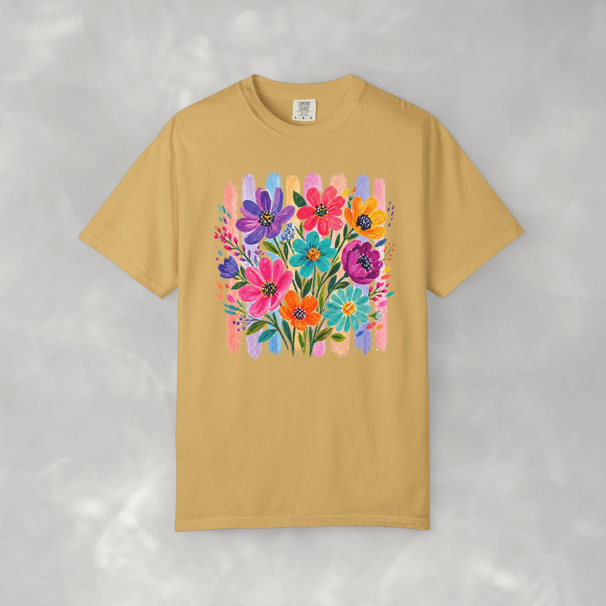 Boho Floral Stripes Comfort Colors Tee