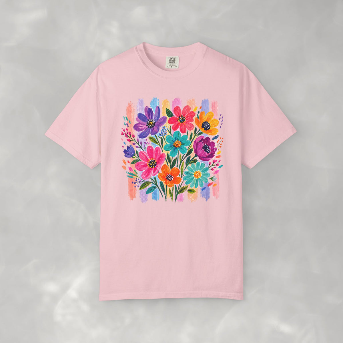 Boho Floral Stripes Comfort Colors Tee