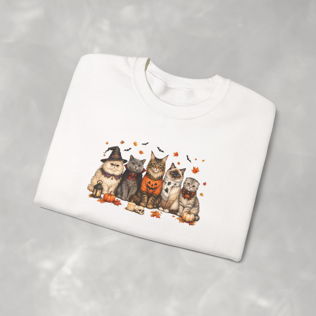 Retro Cats in Halloween Costume Gildan Unisex Heavy Blend™ Crewneck Sweatshirt