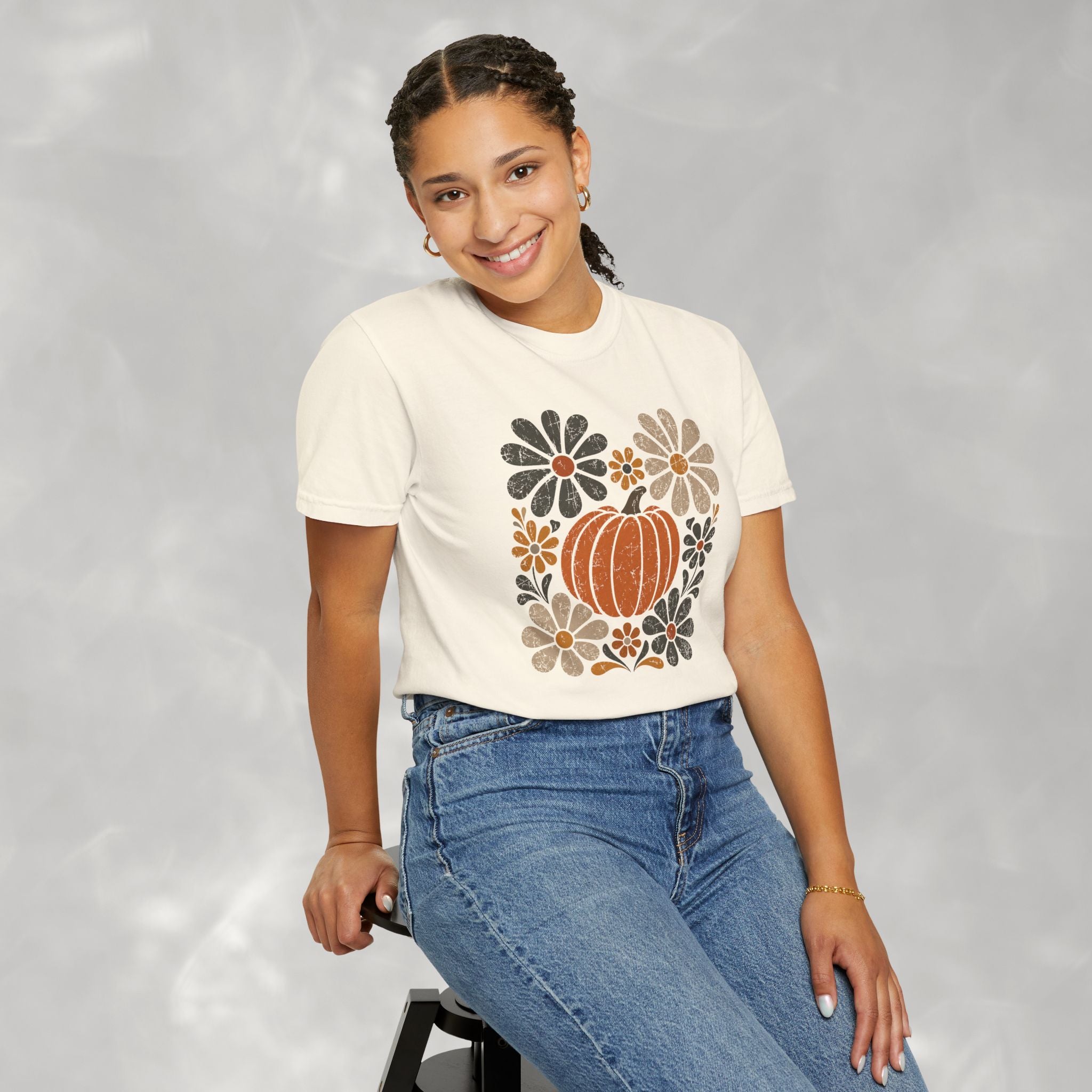 Retro Fall, Autumn Pumpkin Comfort Colors Tee