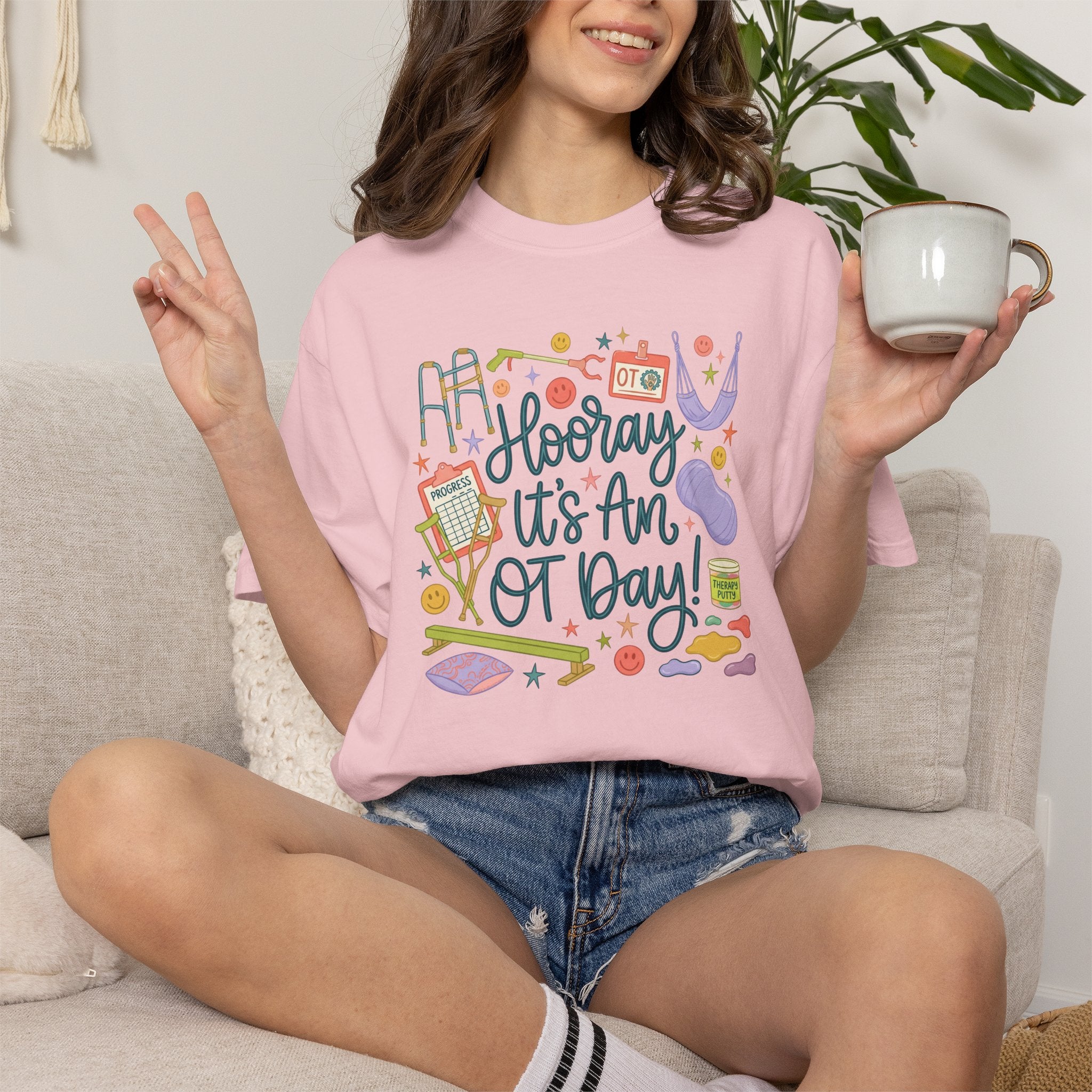 Hooray It's an OT Day, Cute, Playful, Pediatric Occupational Therapy, OTR, COTA Comfort Colors Tee