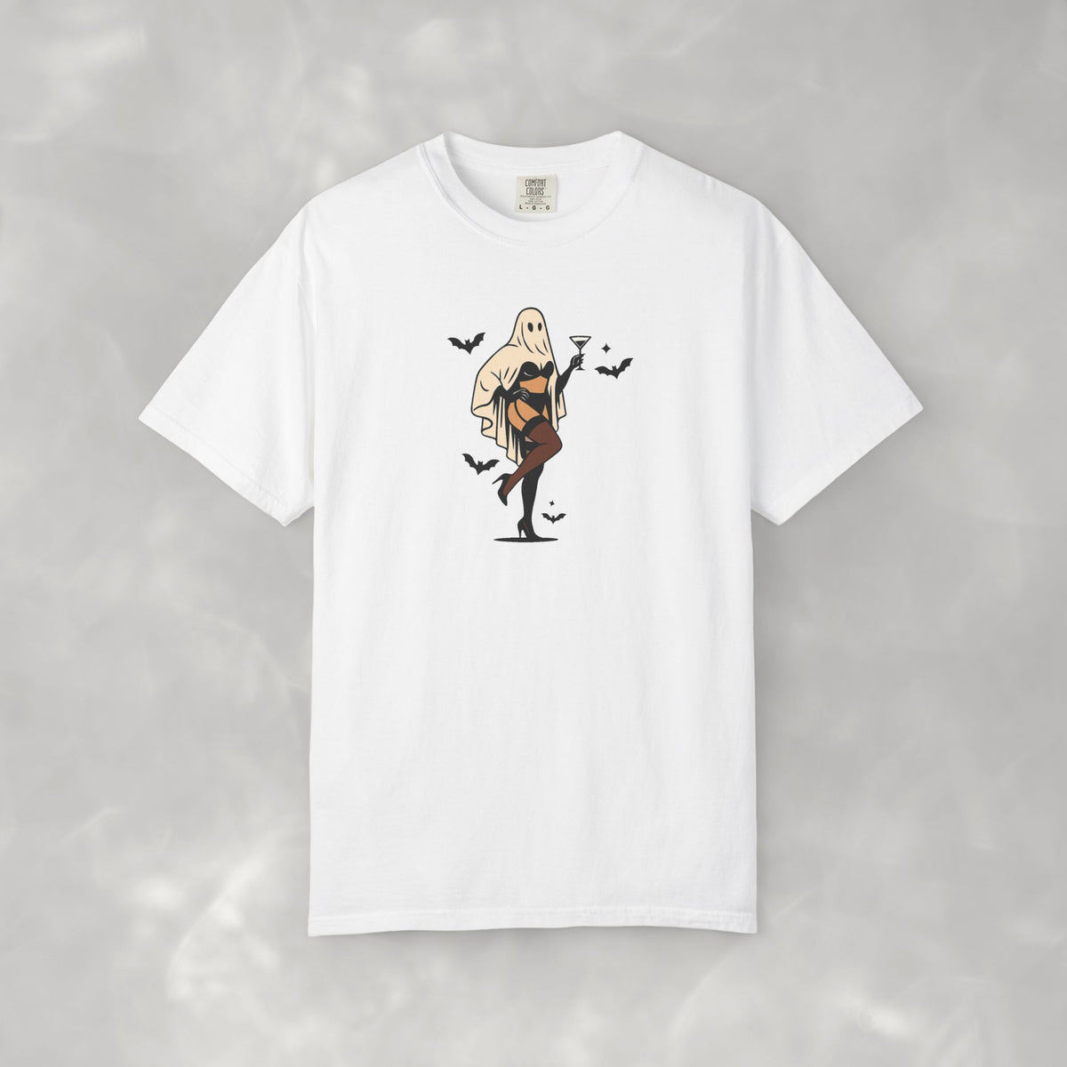 Spooky Retro Ghost Babe Unisex Comfort Colors Tee