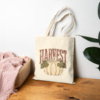 Autumn Harvest, White Pumpkin Retro, Double-Sided Cotton Canvas Tote Bag