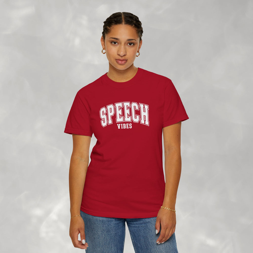 Speech Vibes, Unisex Comfort Colors Tee for SLP, SLPA, Speech Therapy