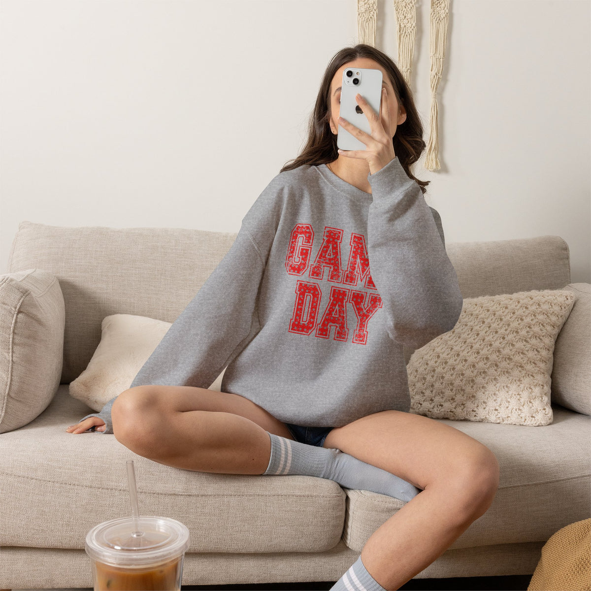Cute Game Day, Preppy Polka Dot Gildan Unisex Heavy Blend™ Crewneck Sweatshirt