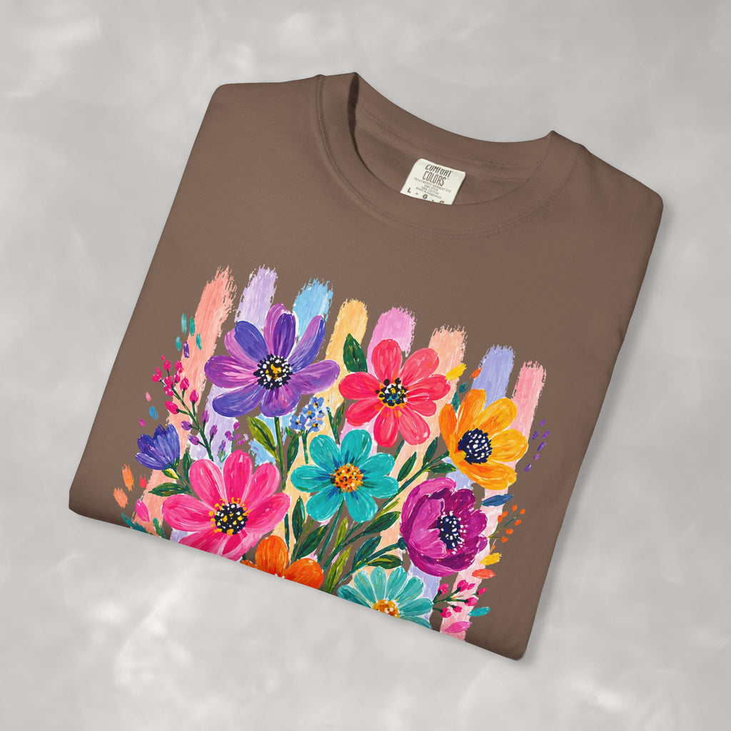 Boho Floral Stripes Comfort Colors Tee