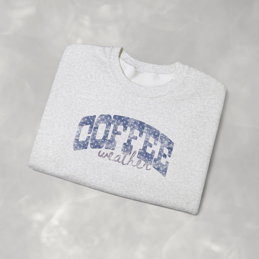 Coffee Weather Distressed Trendy Gildan Unisex Heavy Blend™ Crewneck Sweatshirt for Autumn, Fall