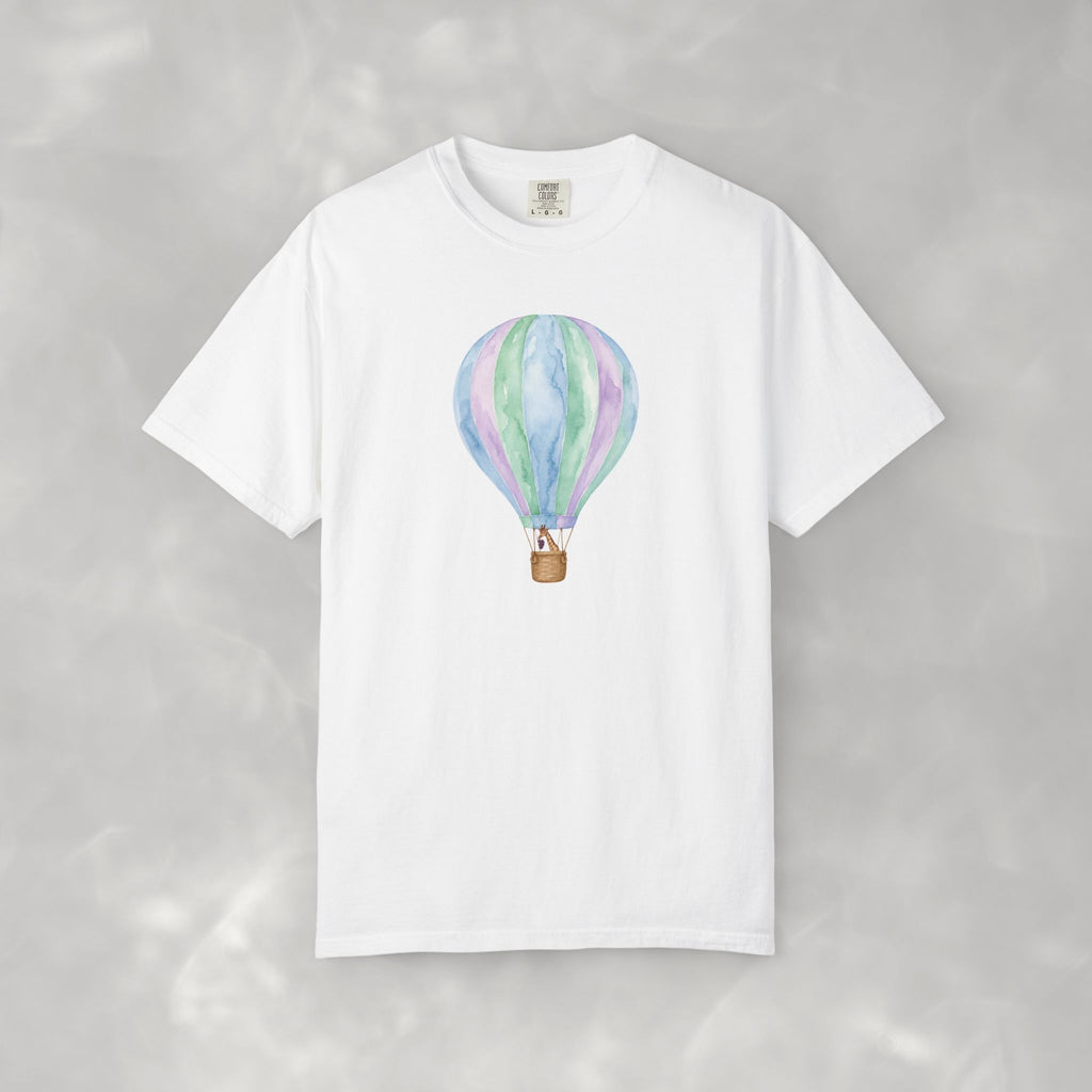 Giraffe Eating Grapes in a Hot Air Balloon, Questionable Concepts Comfort Colors Unisex Garment-Dyed T-shirt