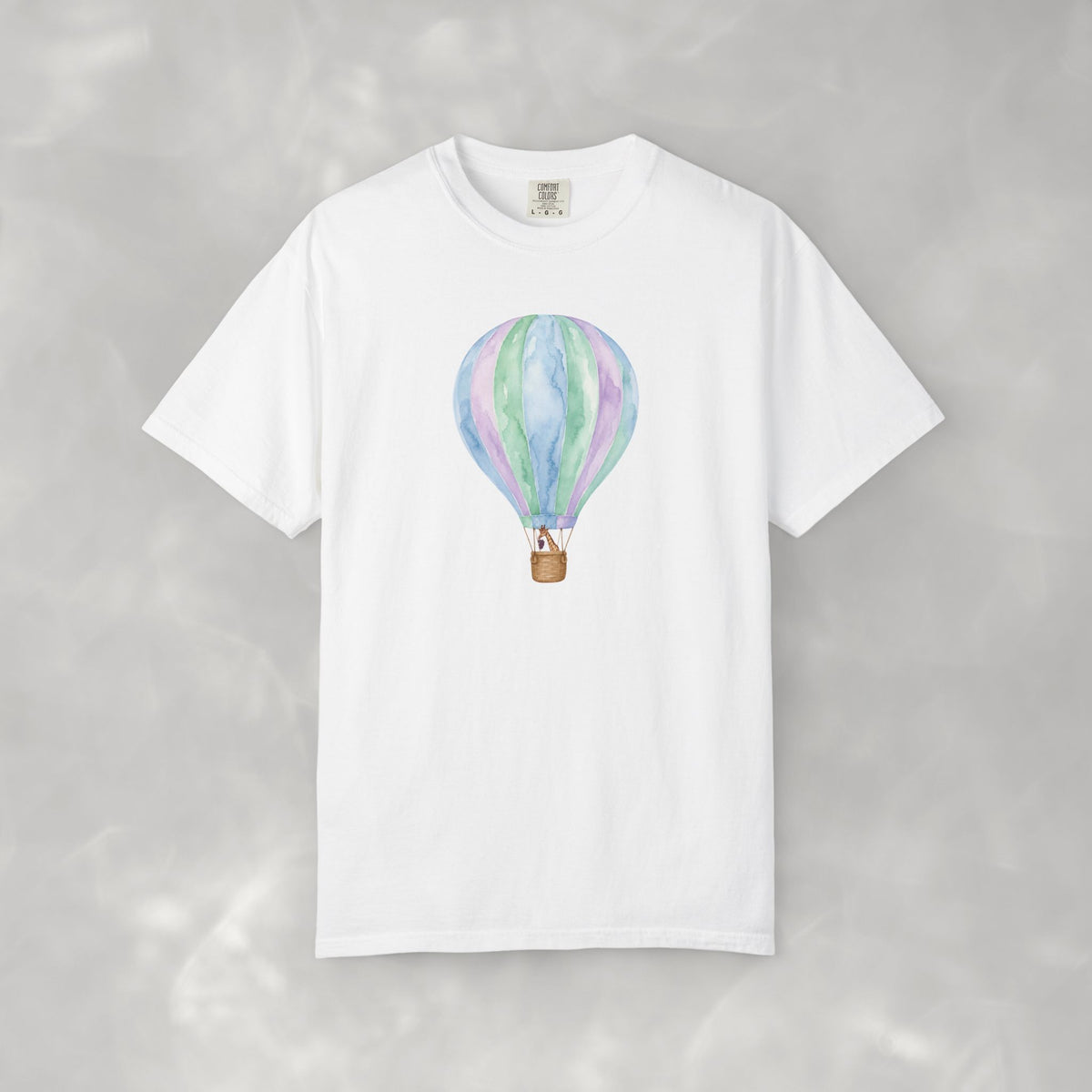 Giraffe Eating Grapes in a Hot Air Balloon, Questionable Concepts Comfort Colors Unisex Garment-Dyed T-shirt