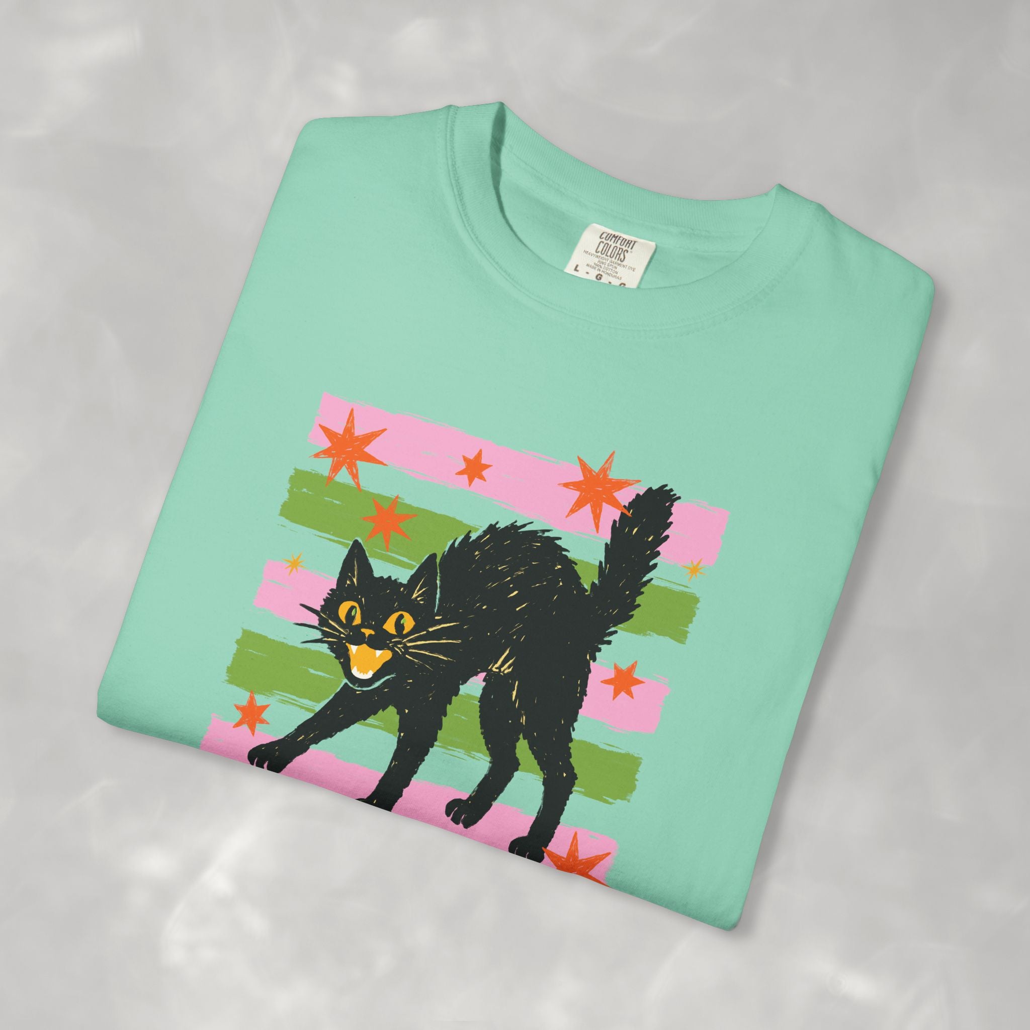 Spooky, Cute Black Cat, Halloween Comfort Colors Tee Unisex