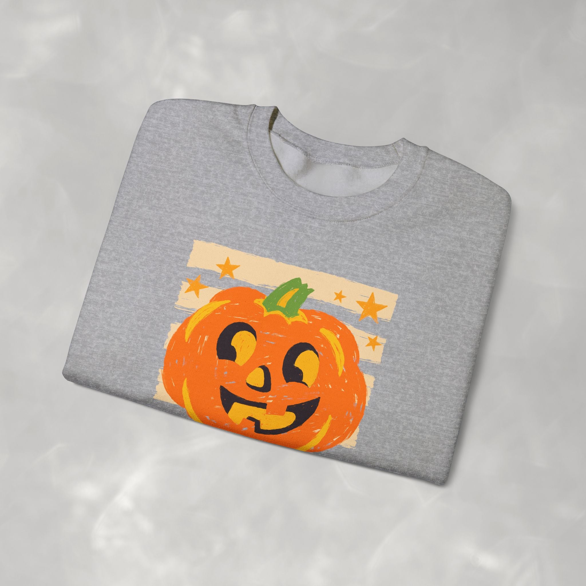 Happy Jack-O-Lantern, Striped Halloween Unisex Heavy Blend™ Crewneck Sweatshirt