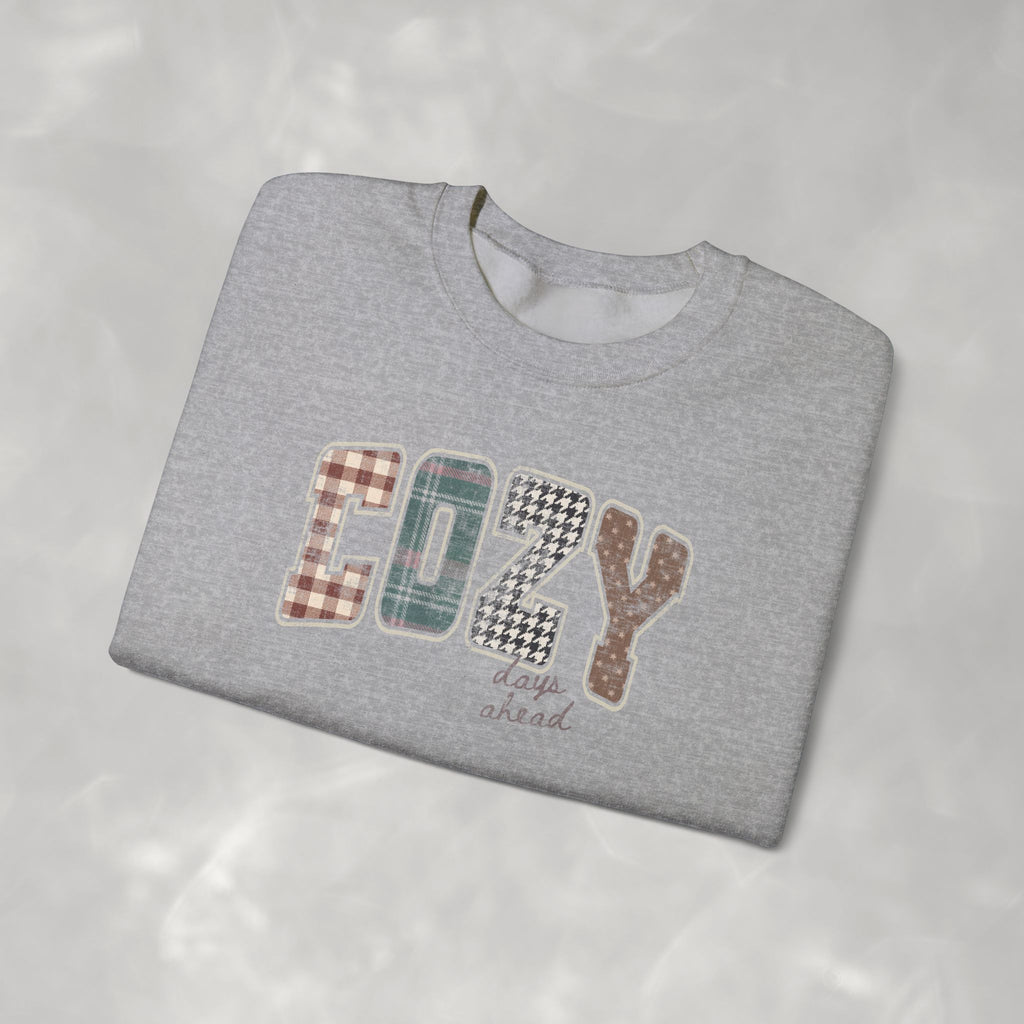 Cozy Days Ahead Cute Trendy Gildan Unisex Heavy Blend™ Crewneck Sweatshirt for Autumn, Fall, Thanksgiving