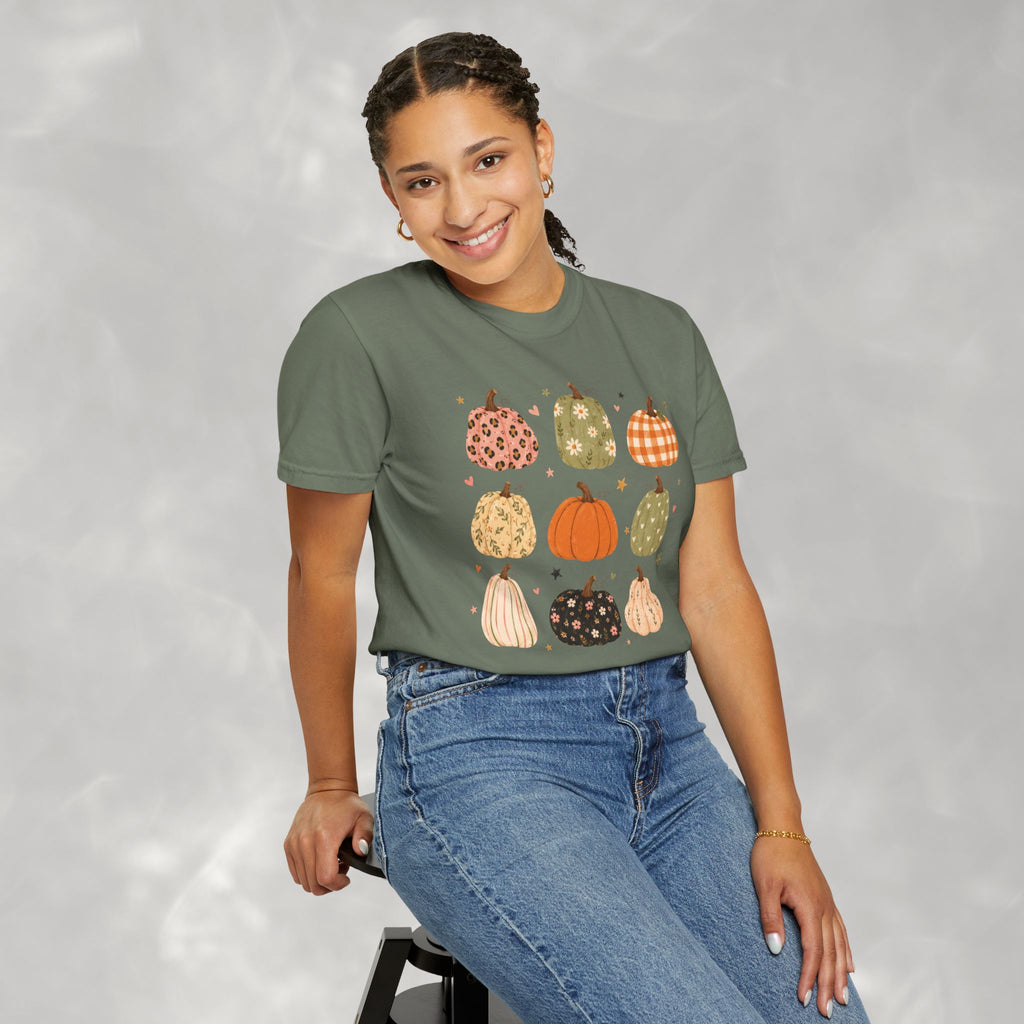 Whimsical Autumn Pumpkins Comfort Color Garment-Dyed T-shirt for Fall, Thanksgiving