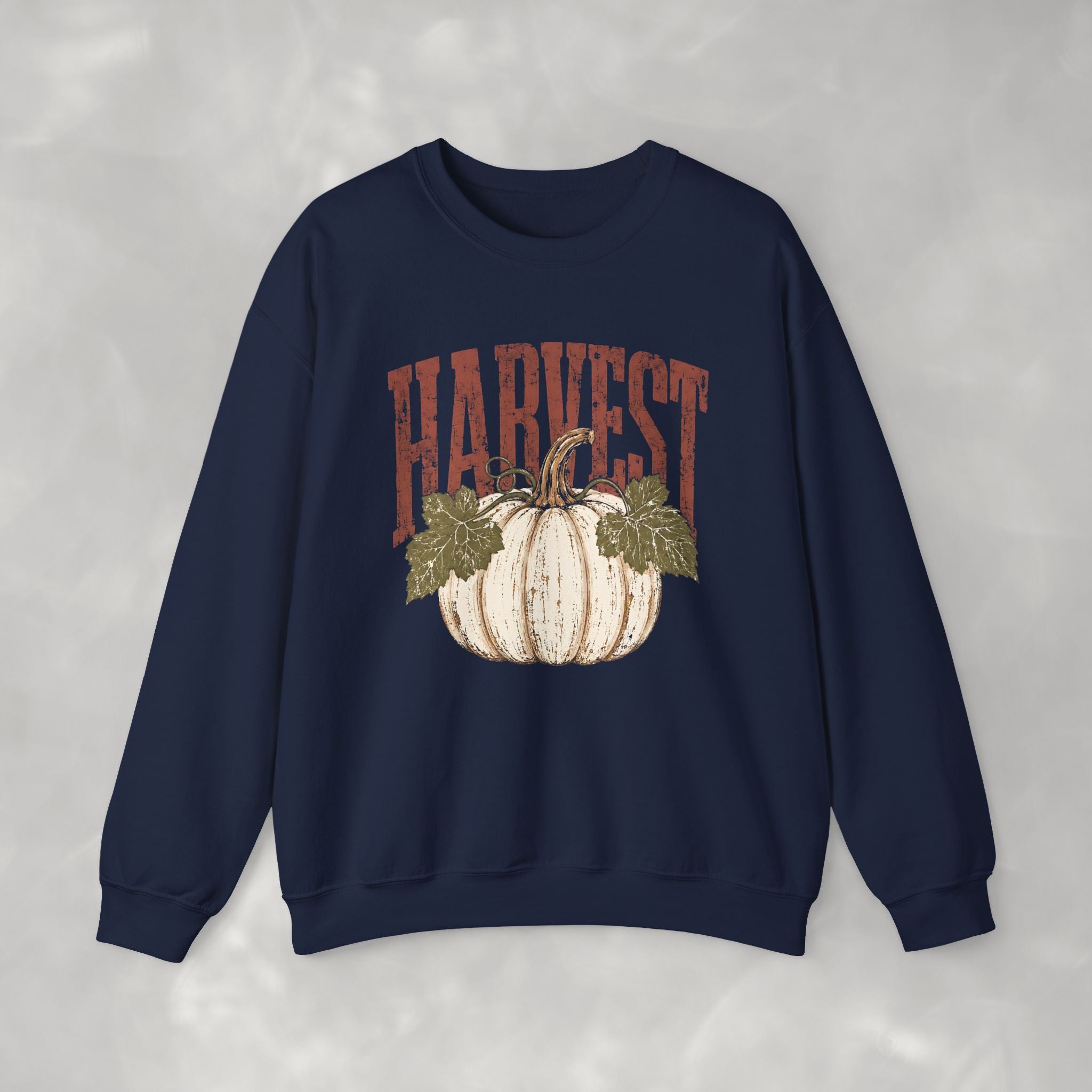 Autumn Harvest, White Pumpkin Retro Gildan Unisex Heavy Blend™ Crewneck Sweatshirt