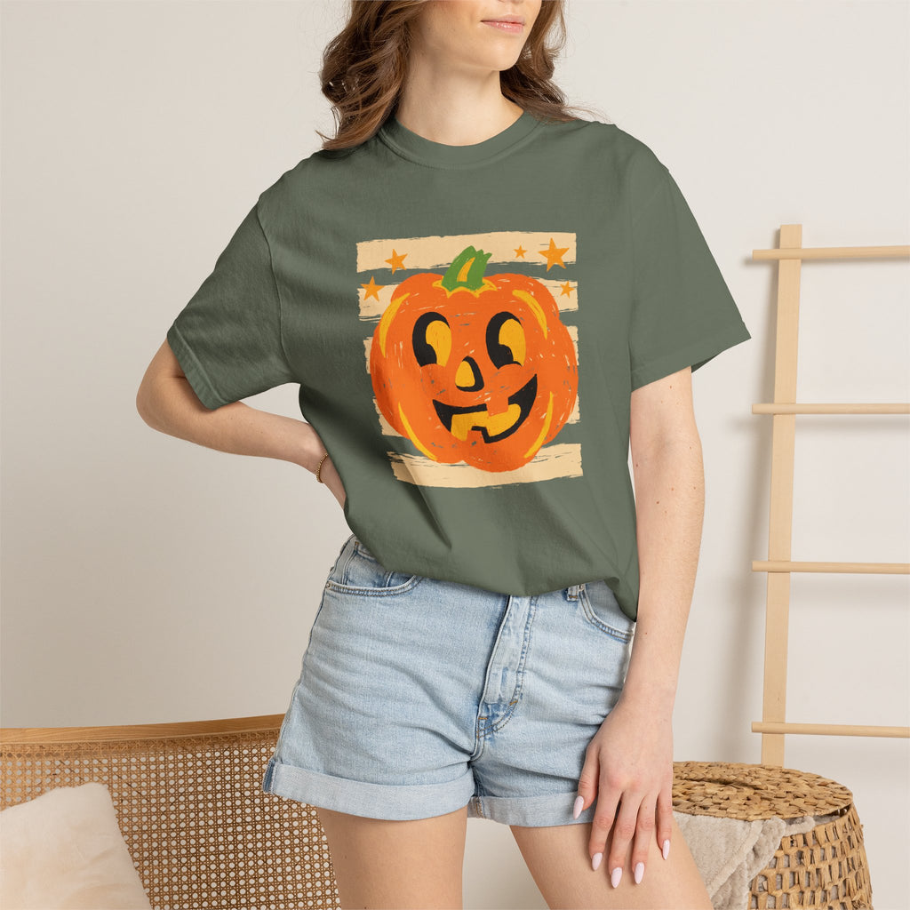 Happy Jack-O-Lantern, Striped Halloween Comfort Colors Unisex Garment-Dyed T-shirt