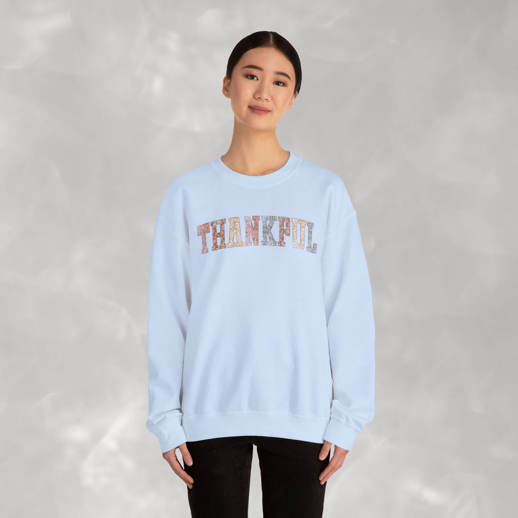 Thankful Cute Boho Trendy Gildan Unisex Heavy Blend™ Crewneck Sweatshirt for Autumn, Fall, Thanksgiving