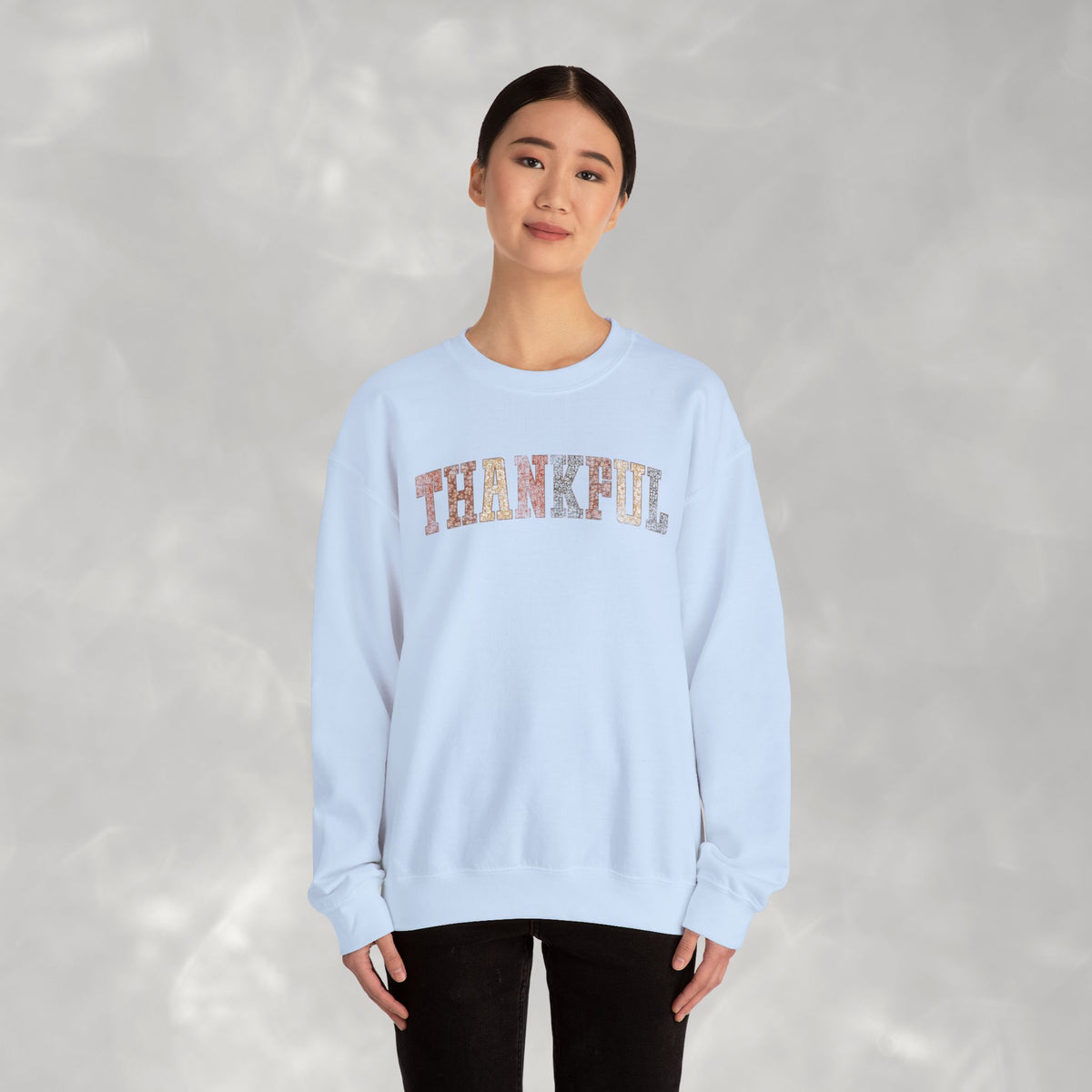 Thankful Cute Boho Trendy Gildan Unisex Heavy Blend™ Crewneck Sweatshirt for Autumn, Fall, Thanksgiving