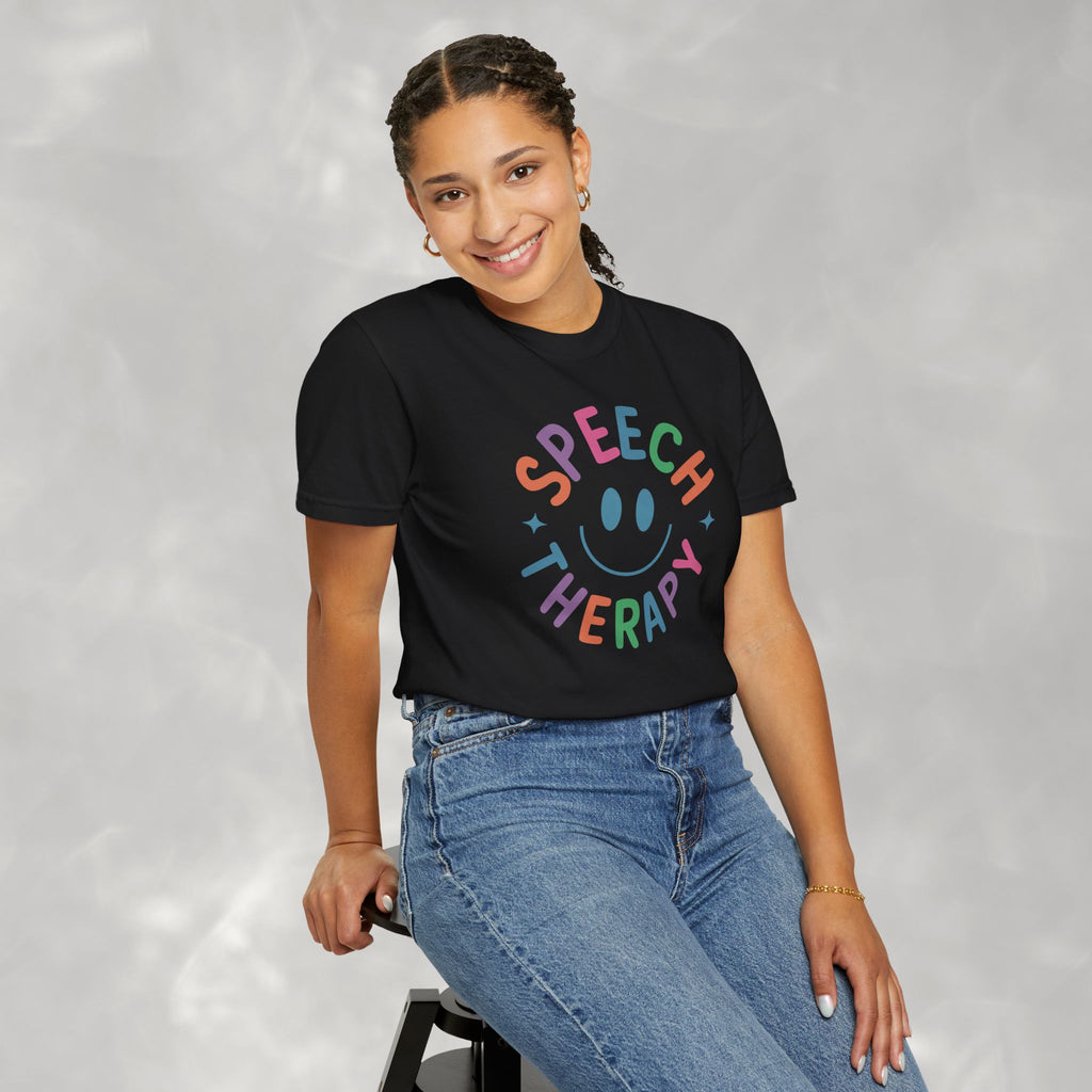 Speech Therapy, Cute Playful Smile, SLP, SLPA Comfort Colors Tee