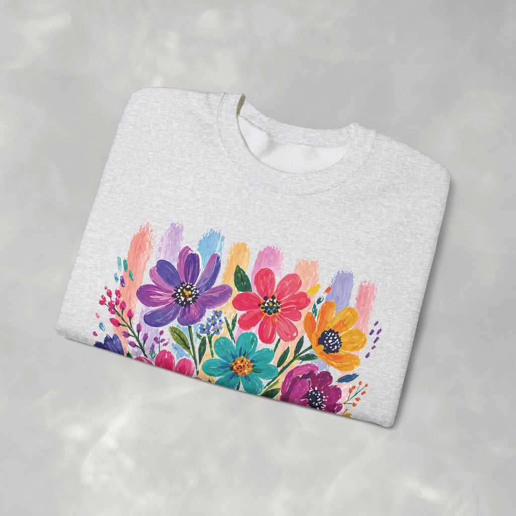 Boho Floral Striped Gildan Unisex Heavy Blend™ Crewneck Sweatshirt