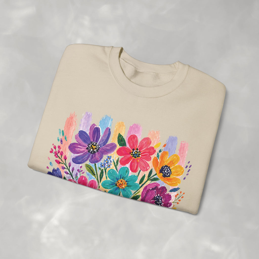Boho Floral Striped Gildan Unisex Heavy Blend™ Crewneck Sweatshirt