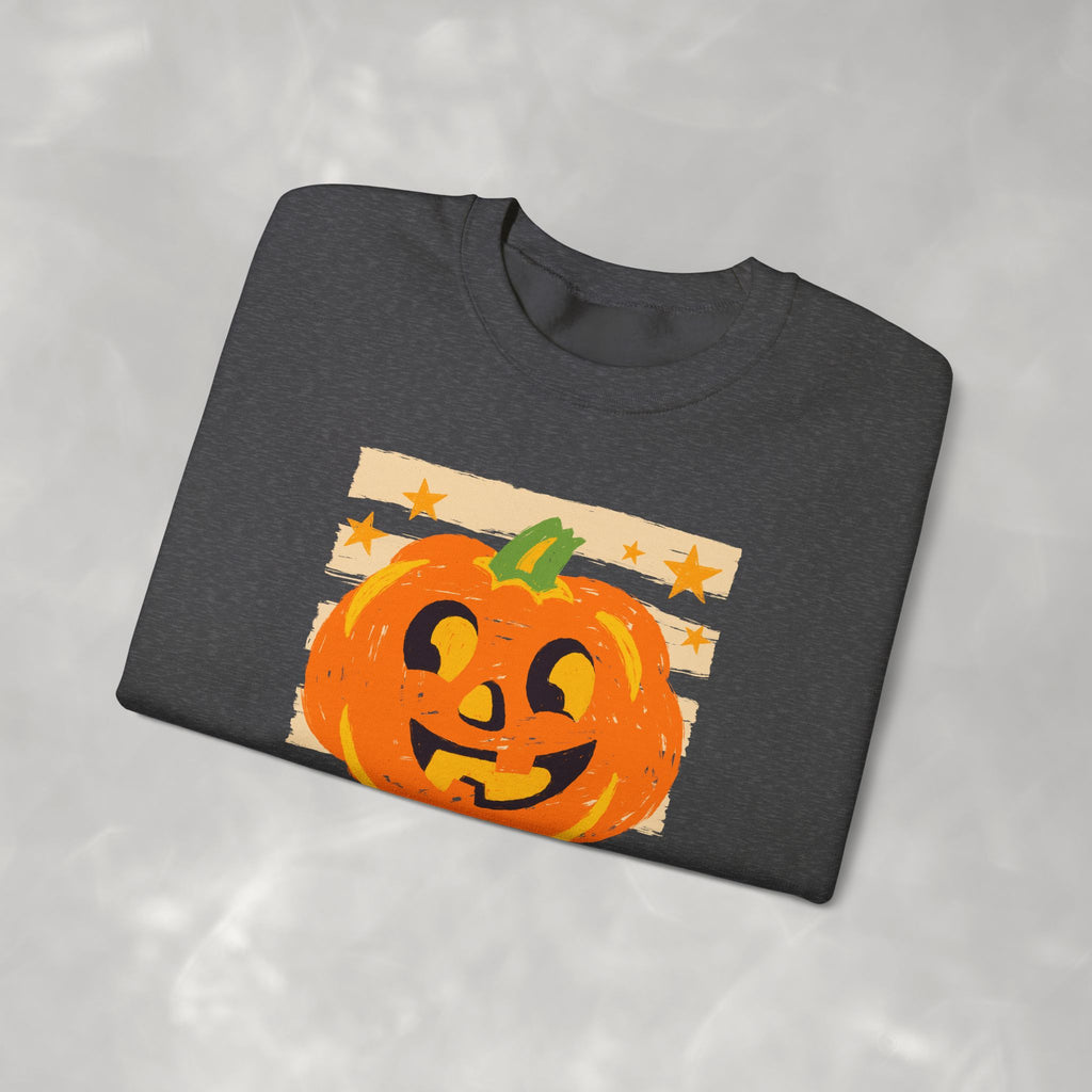 Happy Jack-O-Lantern, Striped Halloween Unisex Heavy Blend™ Crewneck Sweatshirt