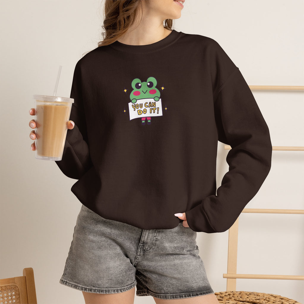 You Can Do It, Cute Motivational Frog Unisex Heavy Blend™ Crewneck Sweatshirt for OT, PT, Speech Therapist
