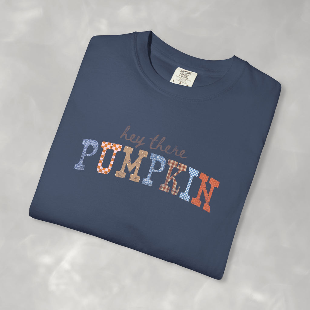 Hey There Pumpkin Distressed Comfort Colors Garment-Dyed T-shirt for Autumn, Fall, Thanksgiving