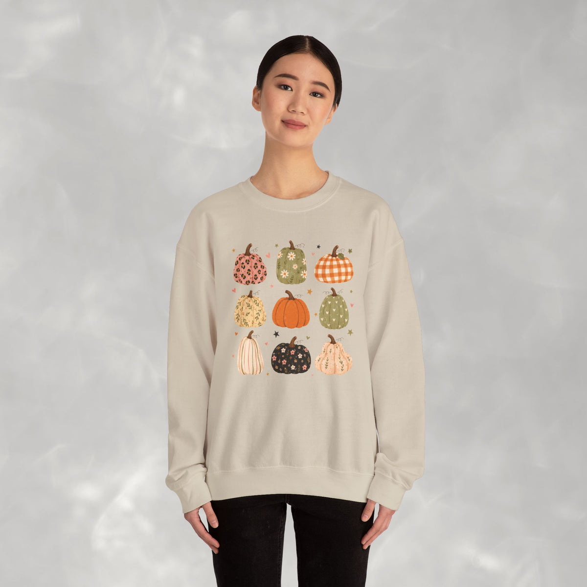 Whimsical Autumn Pumpkins Gildan Unisex Heavy Blend™ Crewneck Sweatshirt for Fall, Thanksgiving