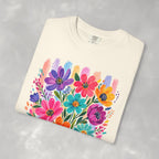 Boho Floral Stripes Comfort Colors Tee