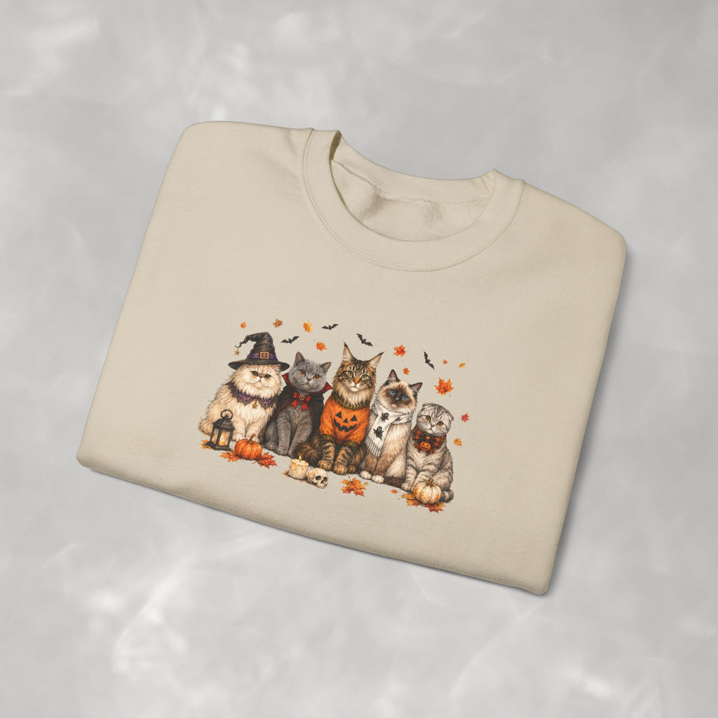 Retro Cats in Halloween Costume Gildan Unisex Heavy Blend™ Crewneck Sweatshirt