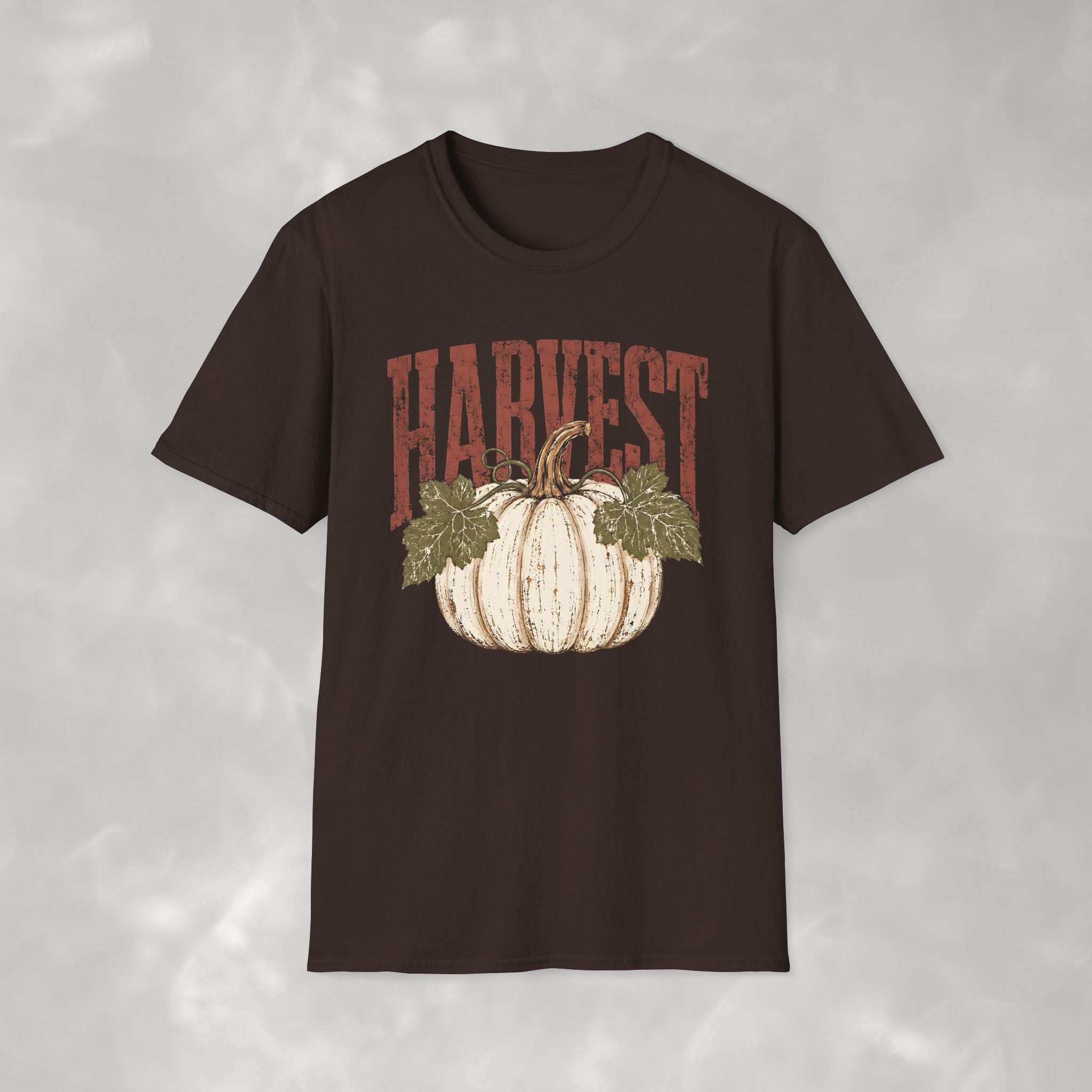 Autumn Harvest, White Pumpkin Retro Gildan Unisex Softstyle T-Shirt