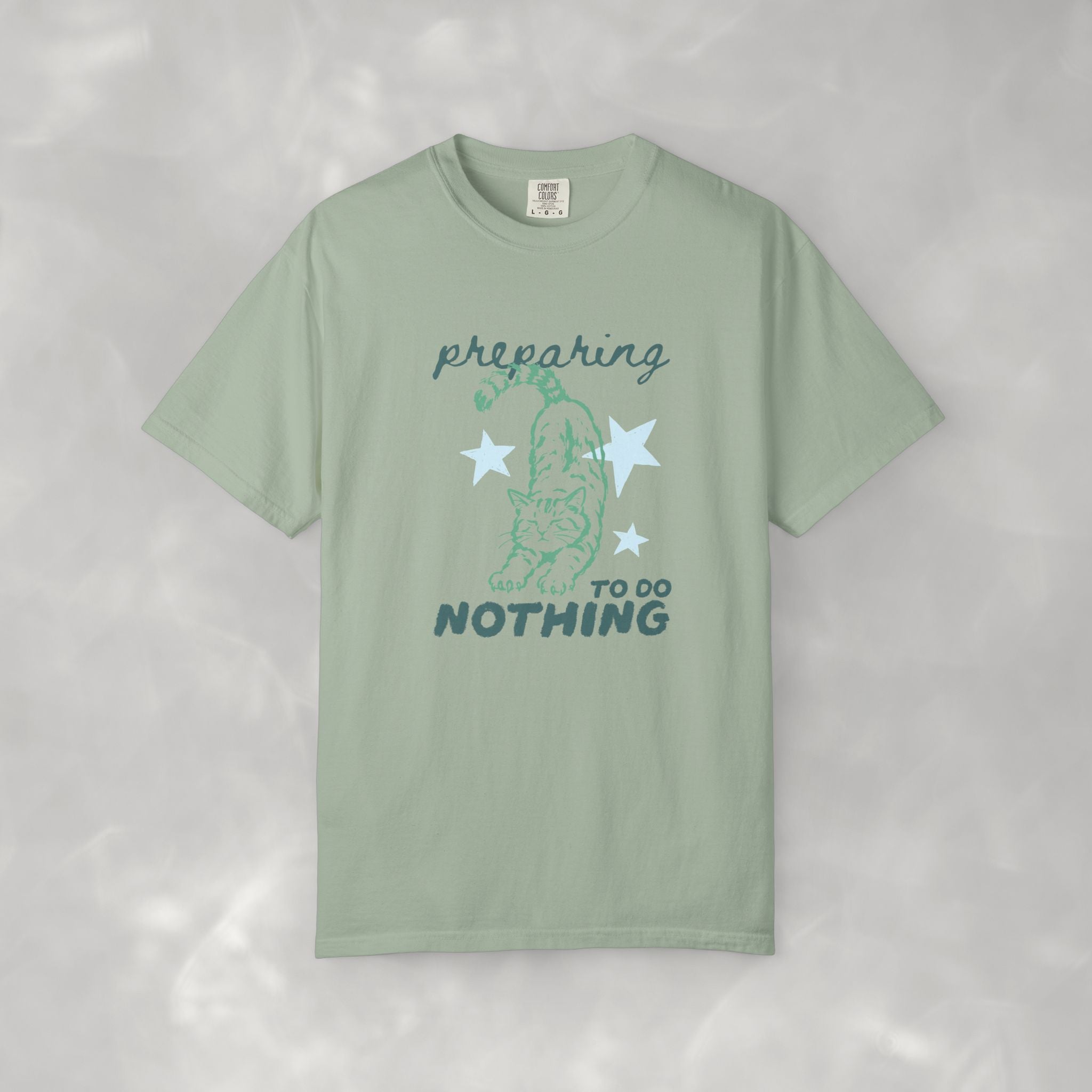 Preparing to do Nothing, Funny, Cute, Cat Lover Comfort Colors Tee