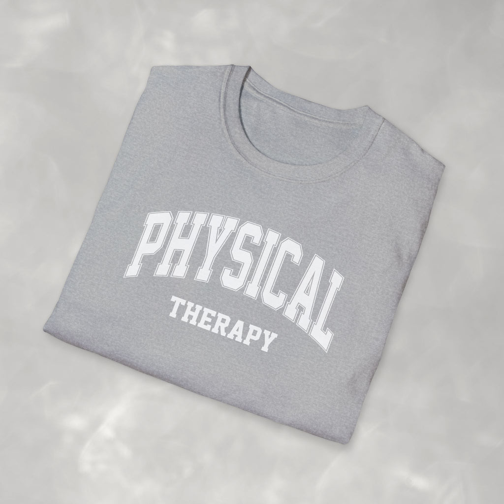 Physical Therapy, Therapist Varsity Style Gildan Unisex Softstyle T-Shirt