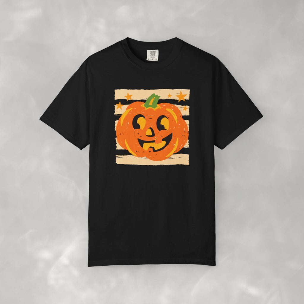Happy Jack-O-Lantern, Striped Halloween Comfort Colors Unisex Garment-Dyed T-shirt