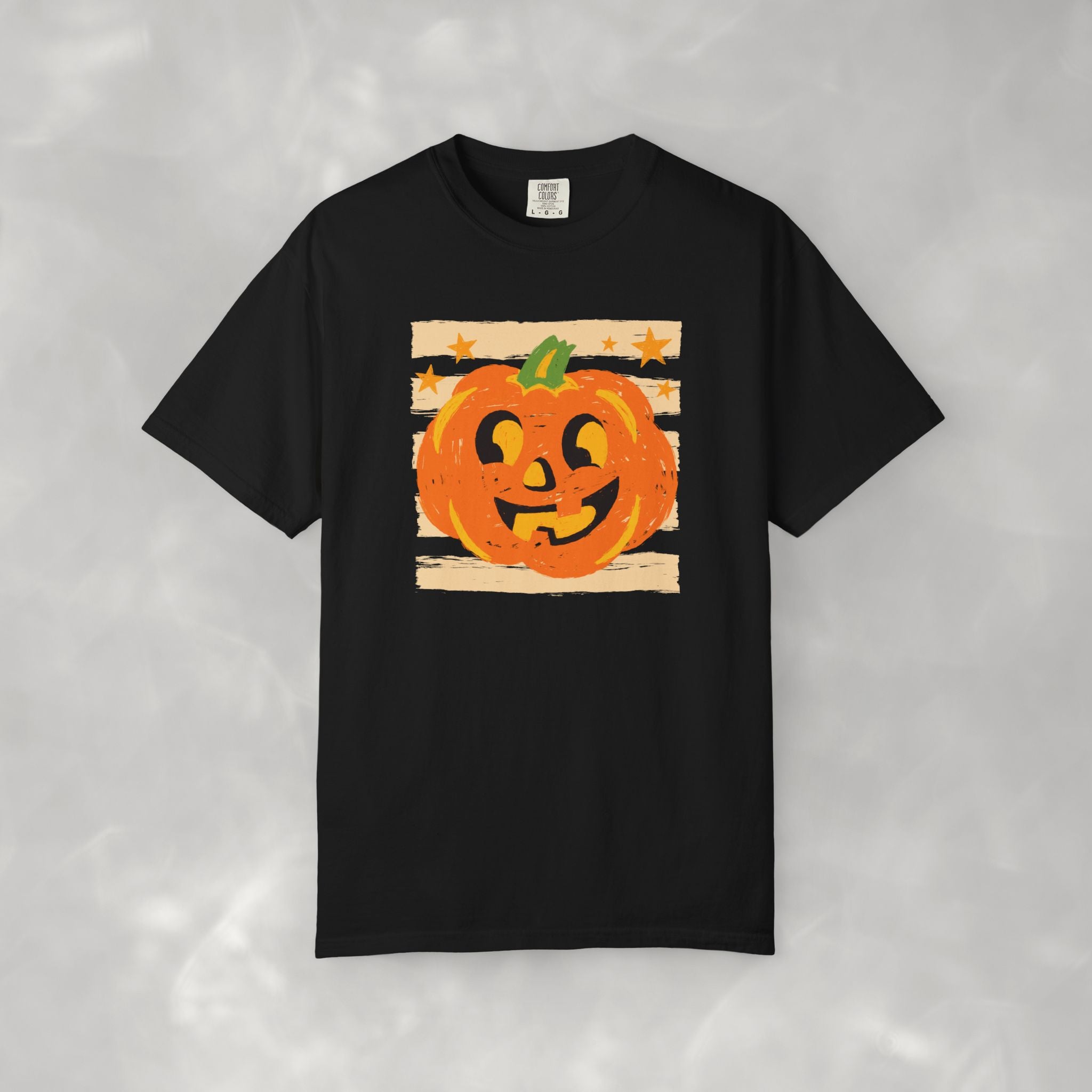 Happy Jack-O-Lantern, Striped Halloween Comfort Colors Unisex Garment-Dyed T-shirt