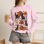 Spooky Black Cats and Jack-O-Lanterns, Gildan Unisex Heavy Blend™ Crewneck Sweatshirt