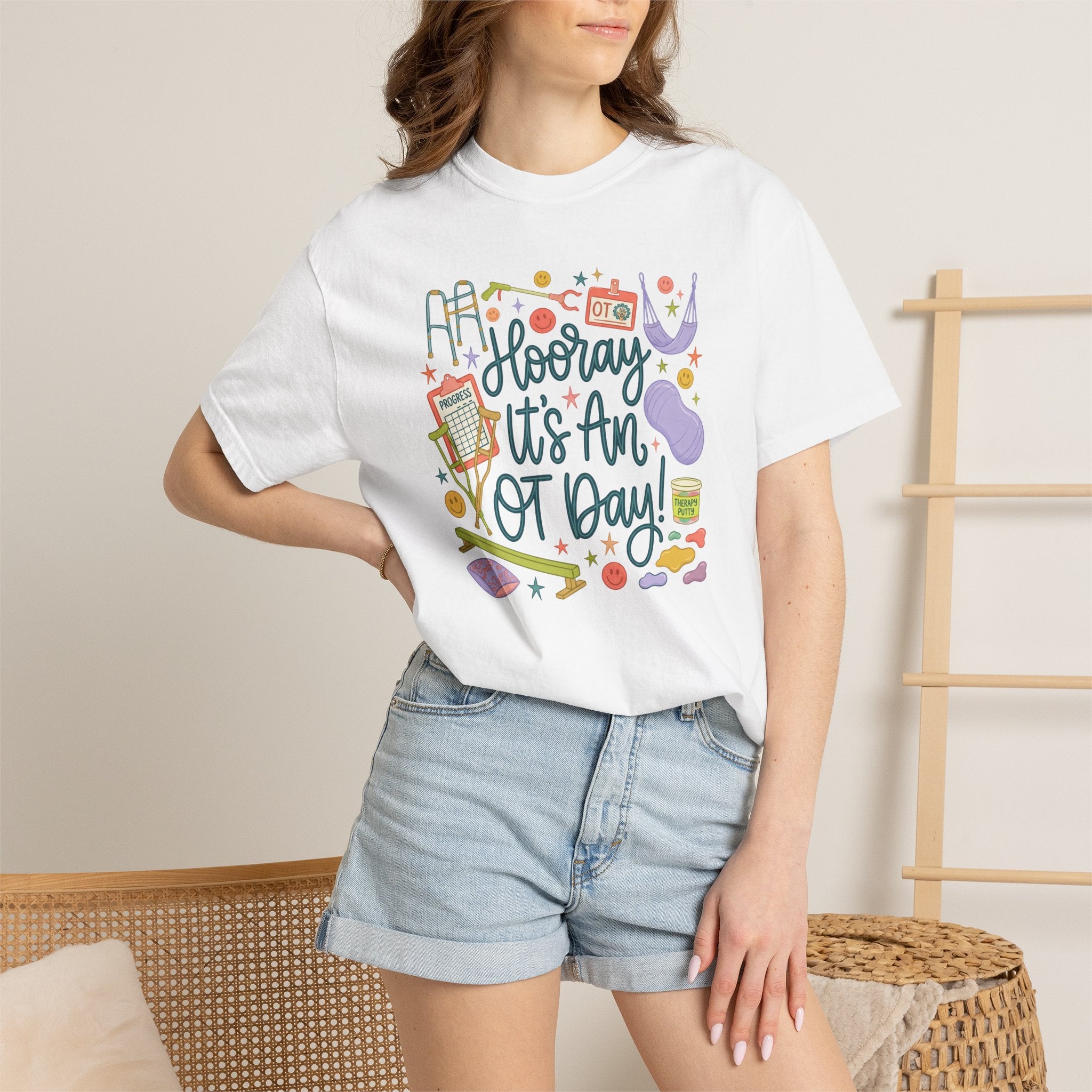 Hooray It's an OT Day, Cute, Playful, Pediatric Occupational Therapy, OTR, COTA Comfort Colors Tee