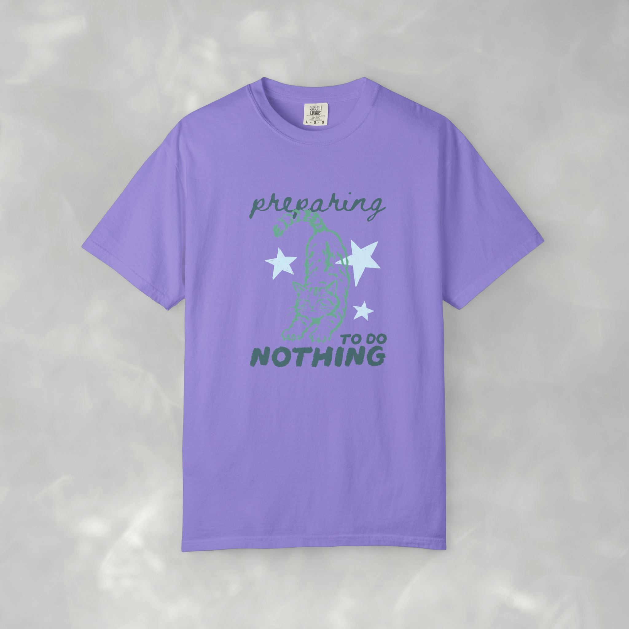 Preparing to do Nothing, Funny, Cute, Cat Lover Comfort Colors Tee
