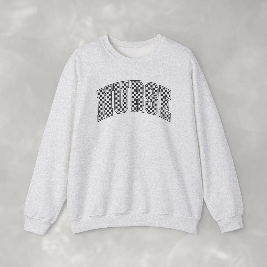 Nurse Checkered Gildan Unisex Heavy Blend™ Crewneck Sweatshirt for RN, LPN, GN, Nursing Students