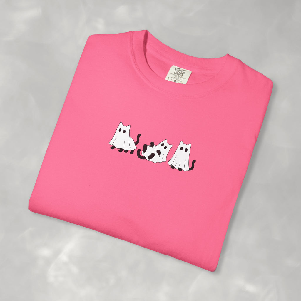 Cute Black Cat Ghosts, Haunted Kitties Halloween Comfort Colors Tee