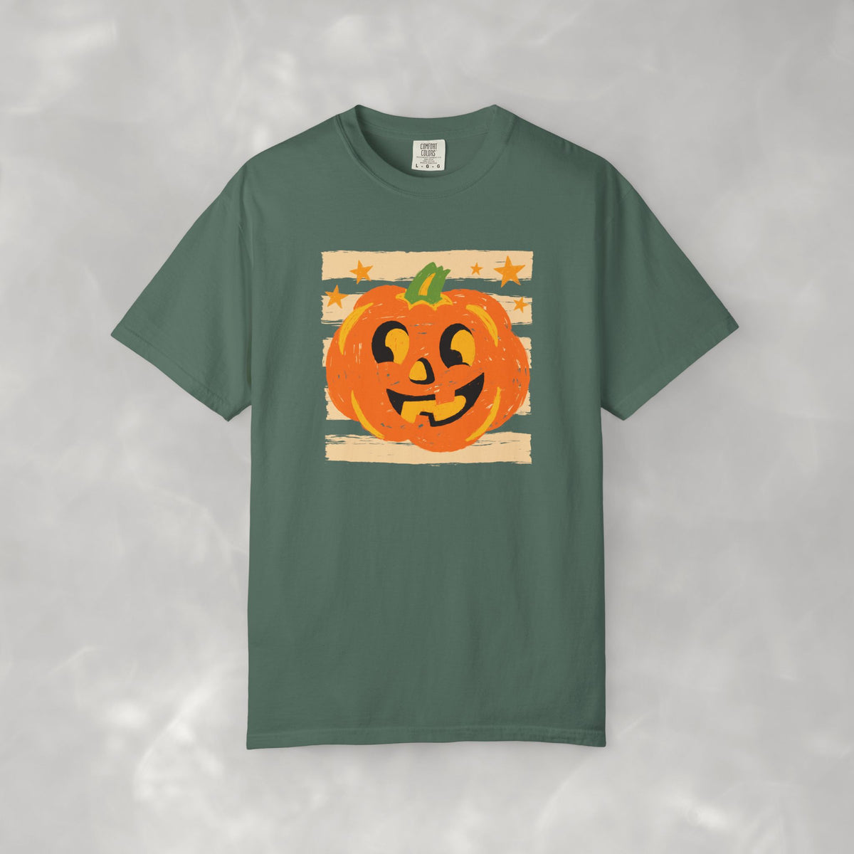 Happy Jack-O-Lantern, Striped Halloween Comfort Colors Unisex Garment-Dyed T-shirt