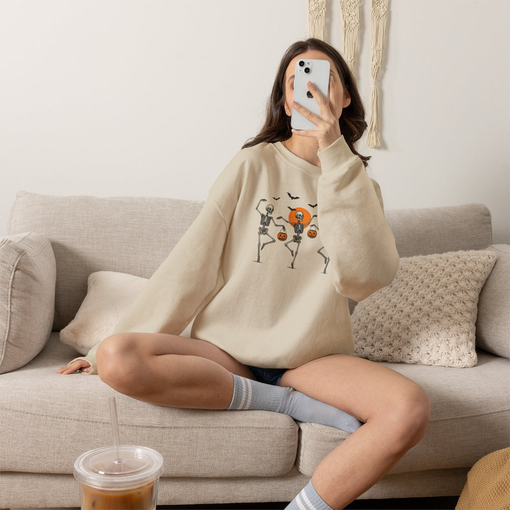 Dancing Skeletons, Cute Halloween Gildan Unisex Heavy Blend™ Crewneck Sweatshirt